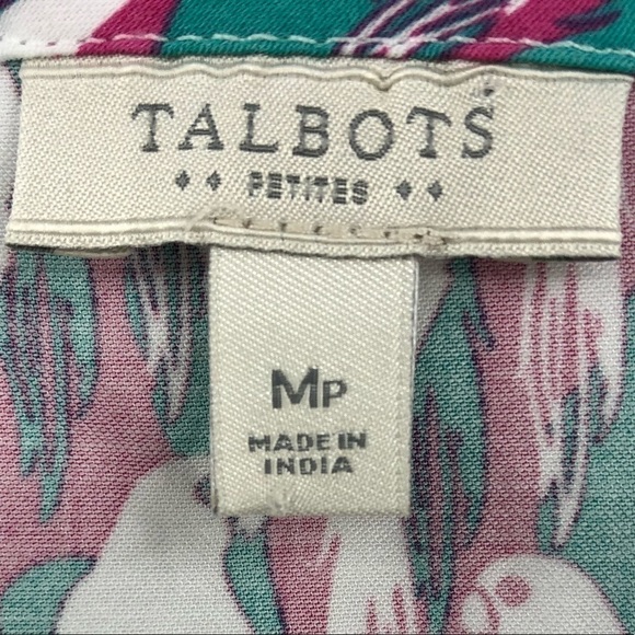 Talbots Petite M Parrot Print Cotton Stretch Sleeveless Round Neck Tank Top - Picture 5 of 9